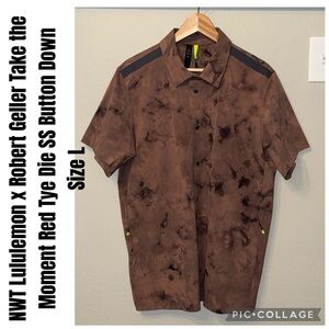 Lululemon x Robert Geller Take the Moment Red Tye Die SS Button Down Size L